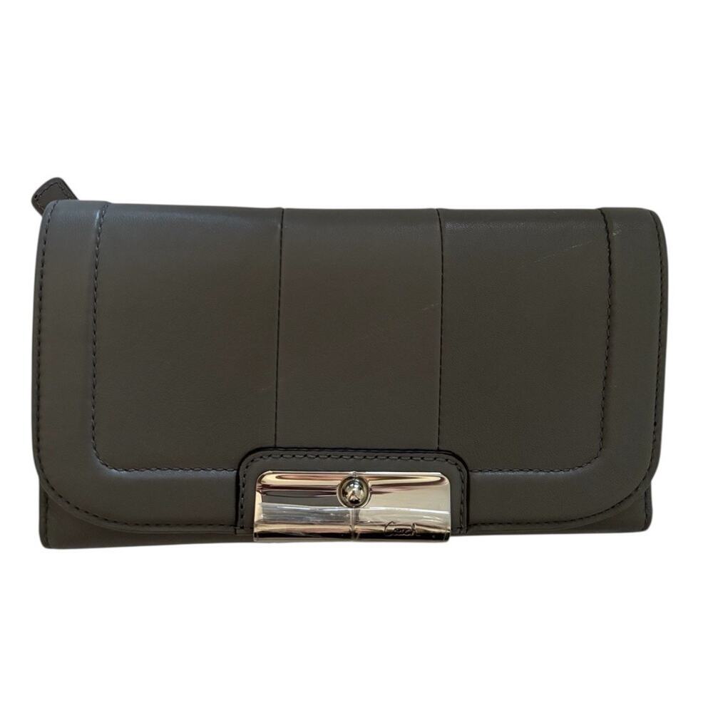 Coach 45125 Kristin Silver Gray Leather Envelope Clutch Wallet NWT MSRP $238 - Picture 2 of 9